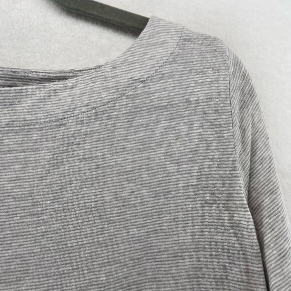 Eileen Fisher Linen Top Size Small Gray Stripe - Picture 3 of 7
